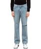 LAB101 Open Vintage Distressed Straight Denim Pants (Mid Blue)
