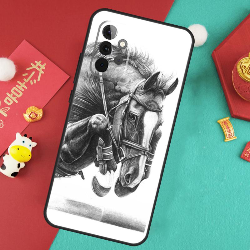 Horse Sketch Case For Samsung Galaxy A17 A55 A35 A15 A32 A52 A13 A33 A53 A14 A34 A54 A06 A16 A26 A36 A56
