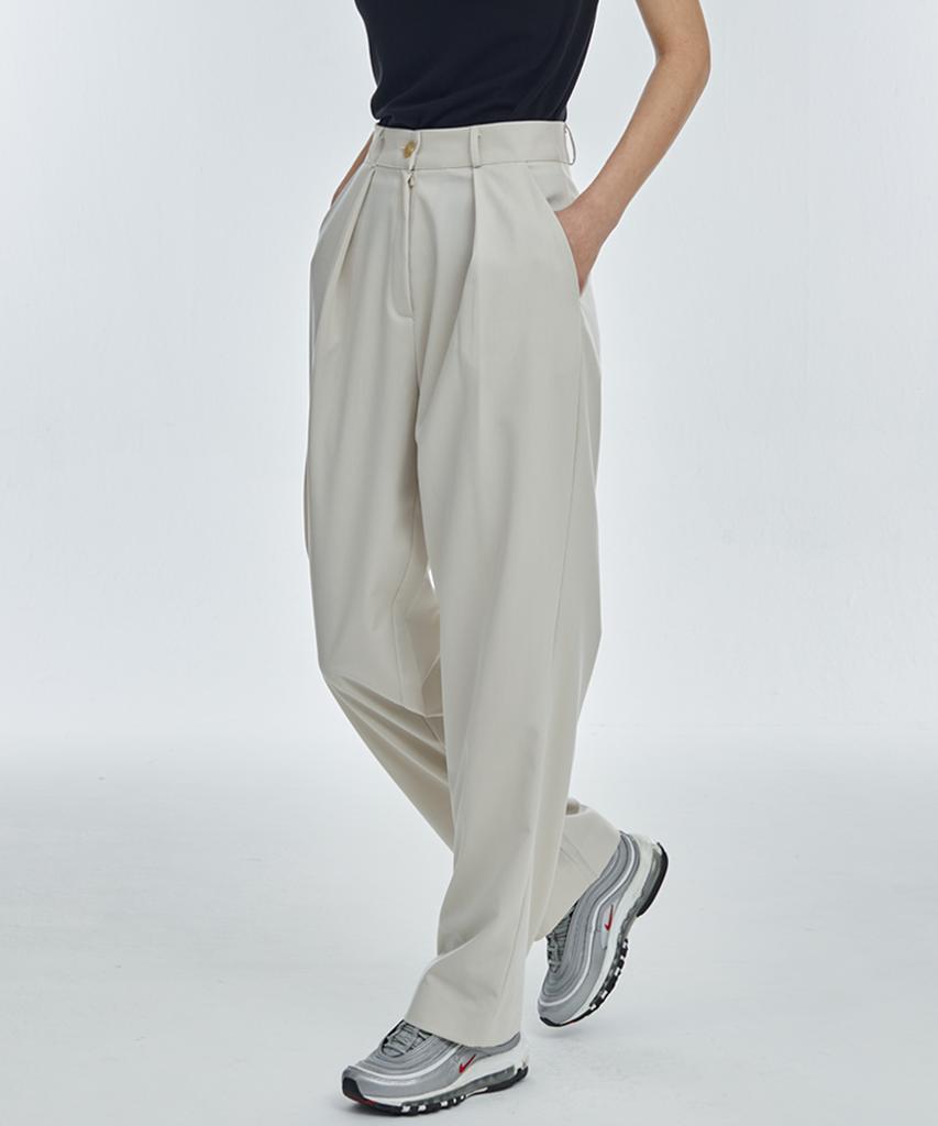 MANAVIS7 Long Tapered Slacks [Light Beige]