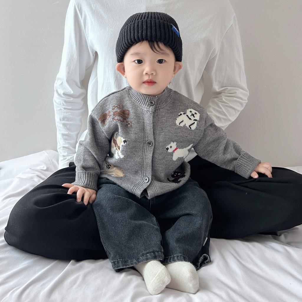 Boys Spring And Autumn Sweater New Baby Girl Cartoon Puppy Knitted Cardigan Jacket