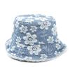 Spring And Summer Outdoor Embroidered Denim Fisherman Hat Retro Bucket Hat Sun Protection Hat