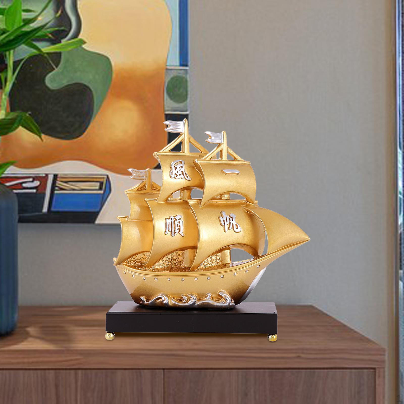 Sailing Boat Figurine Ship Sculpture Resin Housewarming Gift Decorative Ornament Sailboat