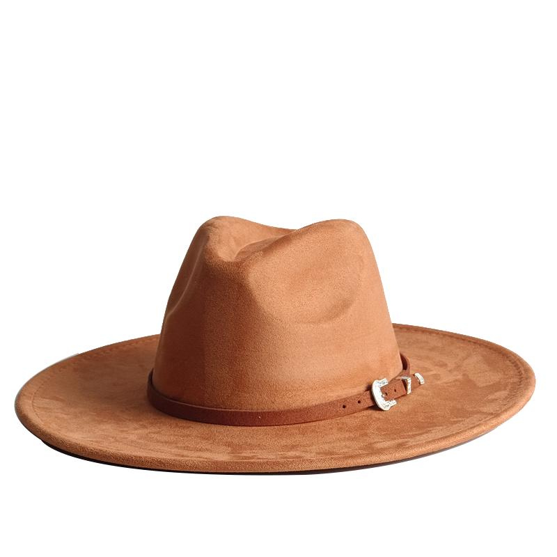 Classic Camel Suede Hat Wide Brim  New Fedora Hat Men Women Autumn Winter Felt Hats Classic Church Fedoras Chapeau Sombrer