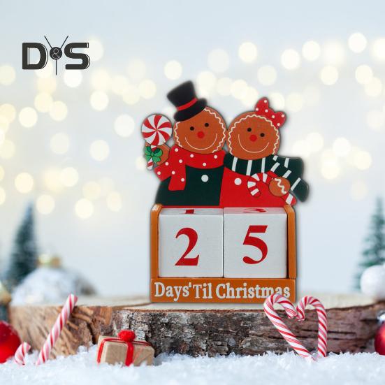 Pepparkaksmannens Julnedräkningskalender Träklossar Bordsdekoration Helgdagens Adventskalender för Kontorsbord