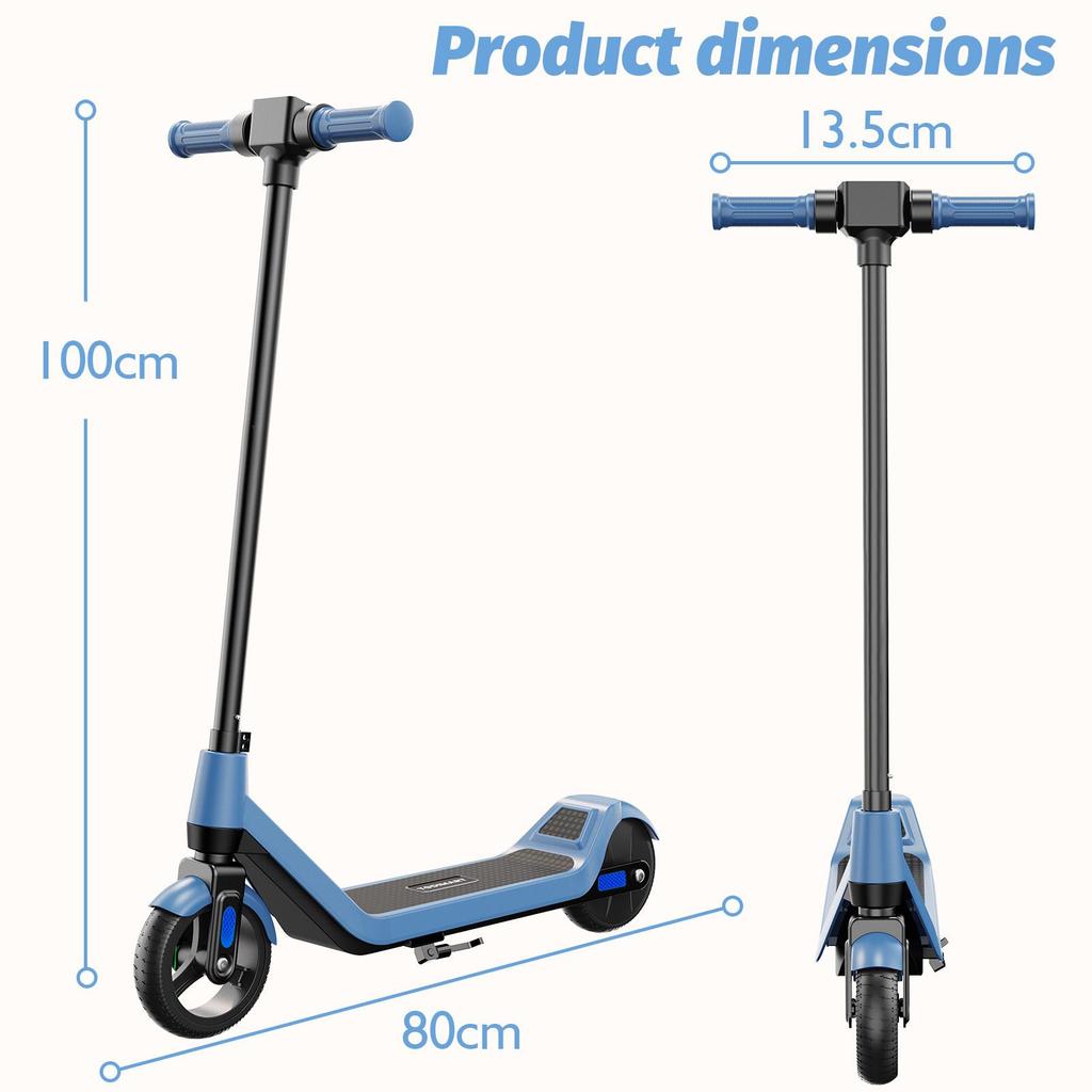Elektrische Step voor Kinderen Leeftijd 8-12, 16 KM Bereik, Max. Snelheid 16KM/U, 6.5" Ultralichte Elektrische Step voor Kinderen met Kleurrijke Sfeerverlichting - Blauw