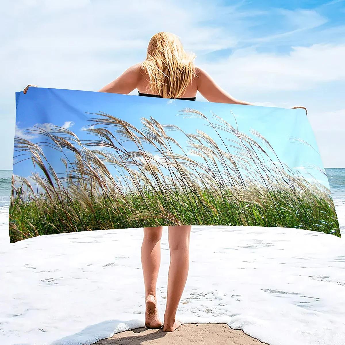

Reed Large Beach Towel Lightweight Quick Dry Sand Free Lightweight Oversized Large Microfiber Light Beach Towel Travel Towels W40*H60(CM)