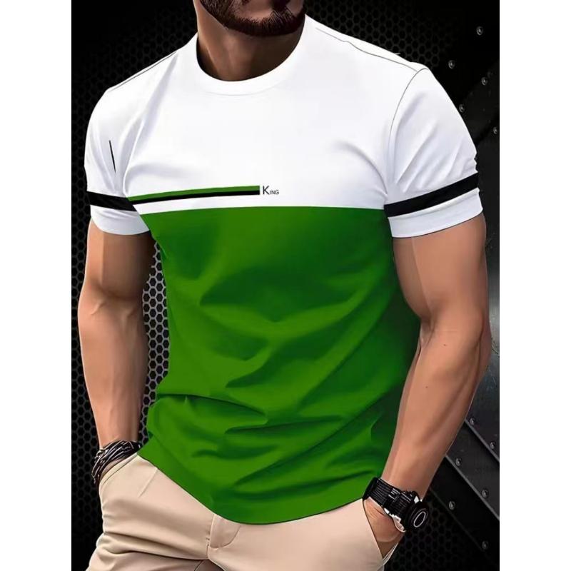 

Fashion Men s Crew Neck Short Sleeve Striped Short Sleeve 3D Striped Short Sleeve Crew Neck T-Shirt 6XL