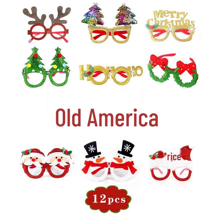 Christmas Antler Glasses & Santa Hat Set for Adults and Kids - Gift with Santa Claus Hat & Snowman Headband