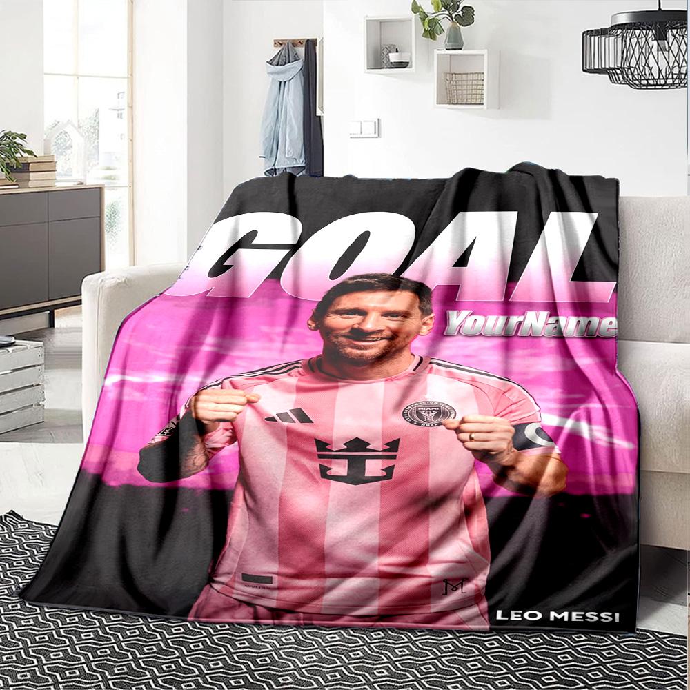 Messi Customize Your Name Blanket Cozy Customizable Blanket Ultra-Soft Great for Livingroom Chair Couch Picnics Ideal for All Seasons
