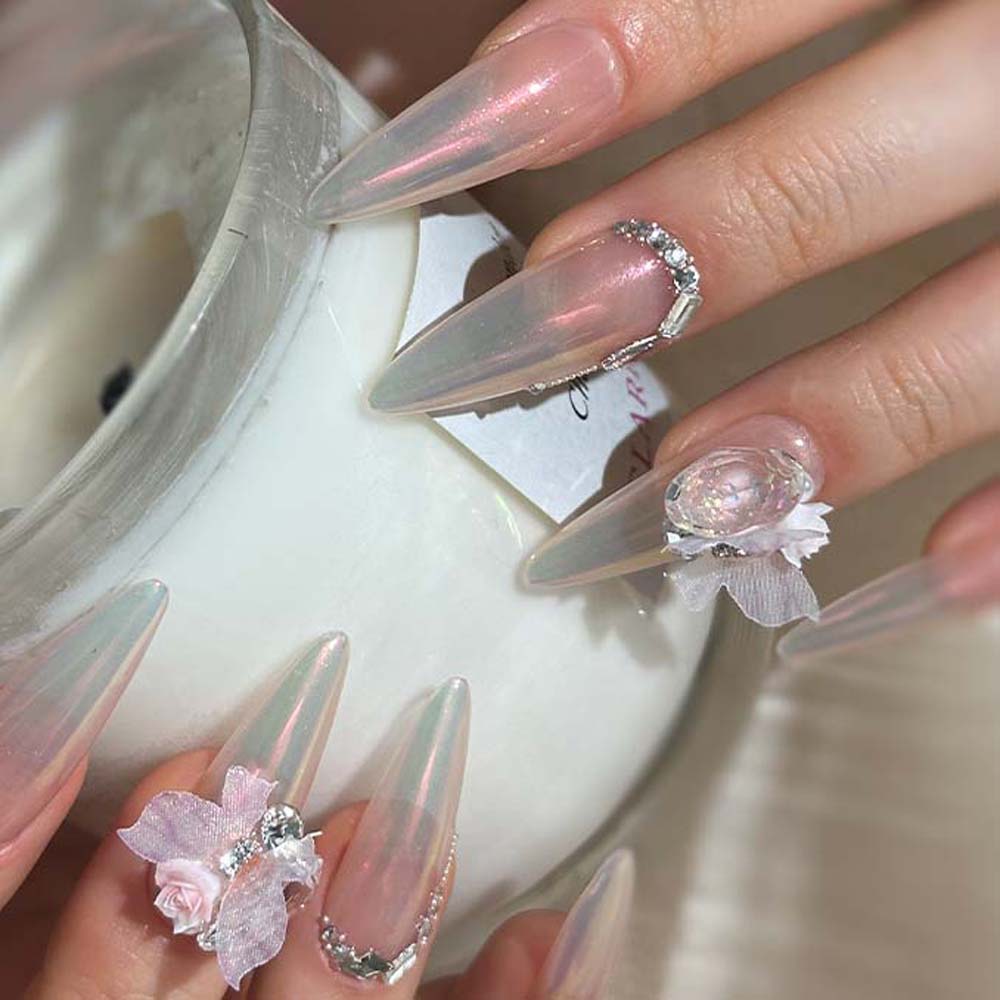 Nail Jewelry Rose Flower Nail Rhinestones Crystal Butterfly Nail Accessories  Girls/Women