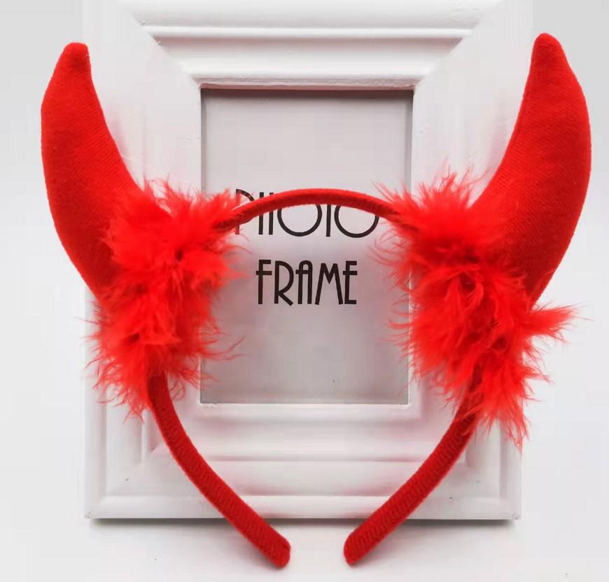 Tiara Chifres de Diabo com Lantejoulas Glitter Dourado para Decoração de Apresentação de Natal e Halloween.