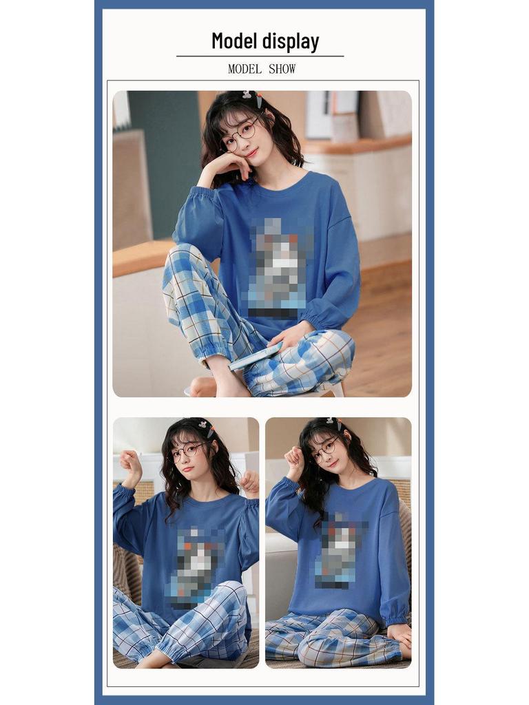 Women's Long Sleeve Cotton Pajama Set - Spring & Autumn Casual Wear