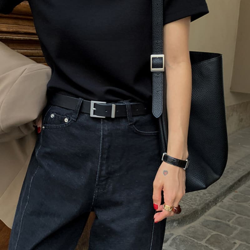 

MMMM Овощной ремень из итальянской кожи_ЧЕРНЫЙ BLACK