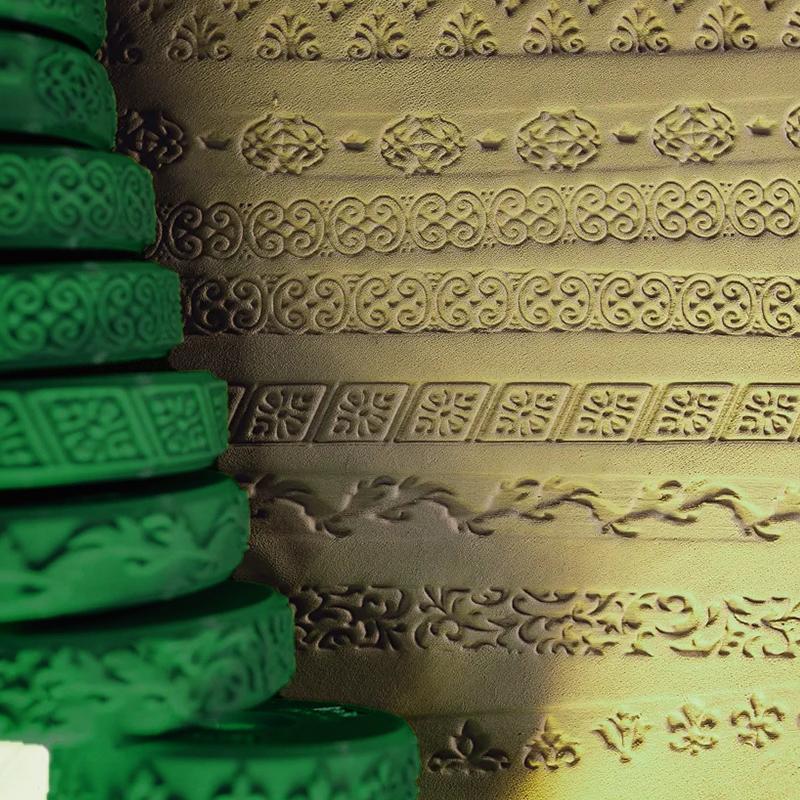 Clay Stamp Roller Ceramic Texture Wheel Geometric Flower Patterns Diy Clay Tools Body Painting Stamps Durable Art Decor