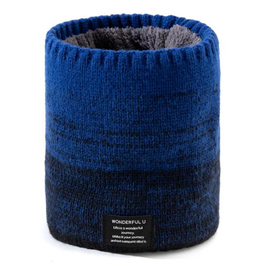 Unisex Winter Scarf Double Layers Thickened Plush Color Matching High Elasticity Windproof Knitted Cold Resistant Lady Cycling Outdoor Neck