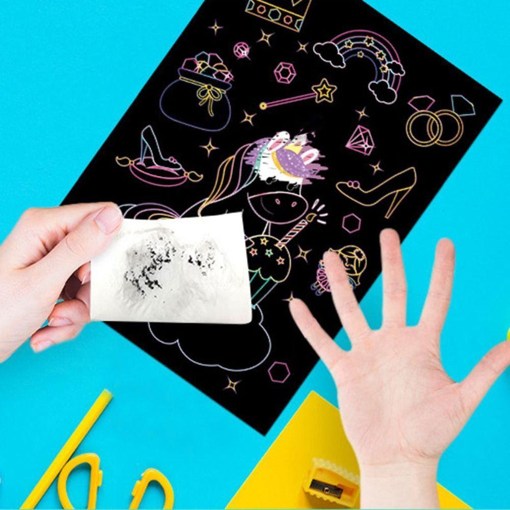 Art Painting Paper Scratch Art Painting Paper Card Kit Dinosaur Drawing Board Scratching Card Paper