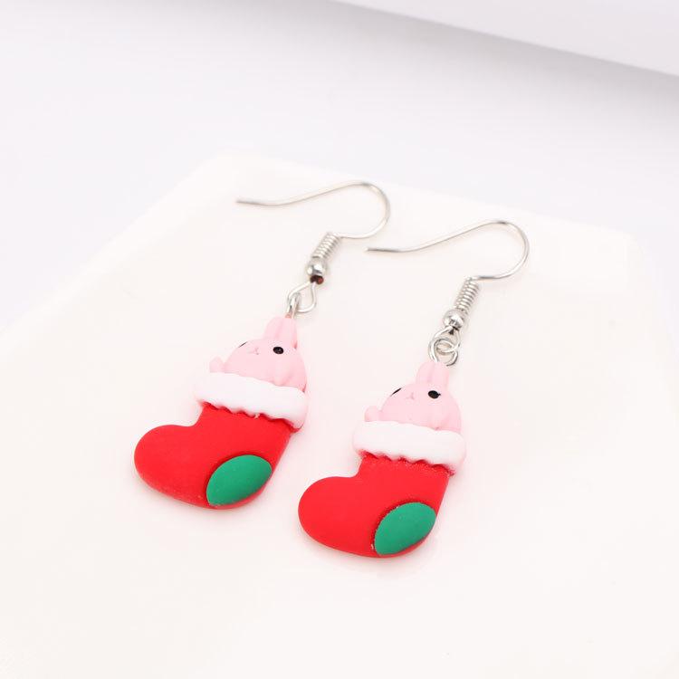 2025 new Fashion Lovely Stud Earrings Family Christmas Tree Snowman Santa Claus Elk Cartilage Earring New Years Gift Jewerly