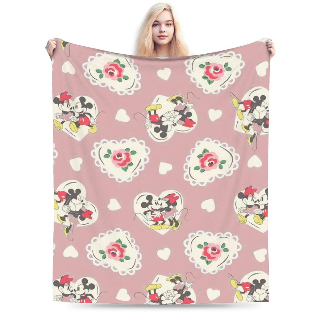 GUOYU Blanket Valentines Day Mickeys And Minnies Throw Blanket for Couch Cozy Plush Blanket Inches Multiple Sizes Bedspread for All Seasons