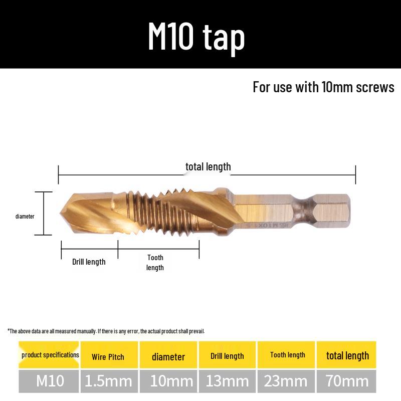 Cobalt Drill-Tap Combo for Stainless Steel: Taper Tap Set with Integrated Drilling and Thread Tapping.
