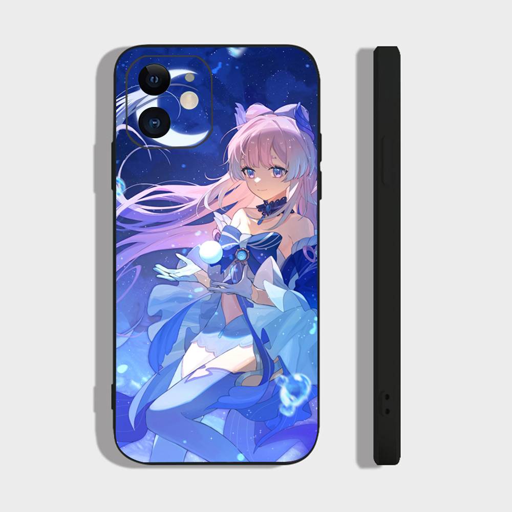 Sangonomiya Kokomi Genshin I-Impact Anime Phone Case For IPhone 17 Air 16 15 14 13 Pro Max 11 12 Black Silicone Cover