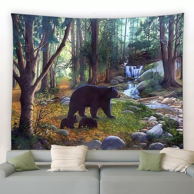 Waldtier-Wandteppich, wilder Leopard, Tiger, Bär, Pflanze, Natur, Landschaft, Wandbehang, Strandmatte, Raumdekoration, Heimdekoration