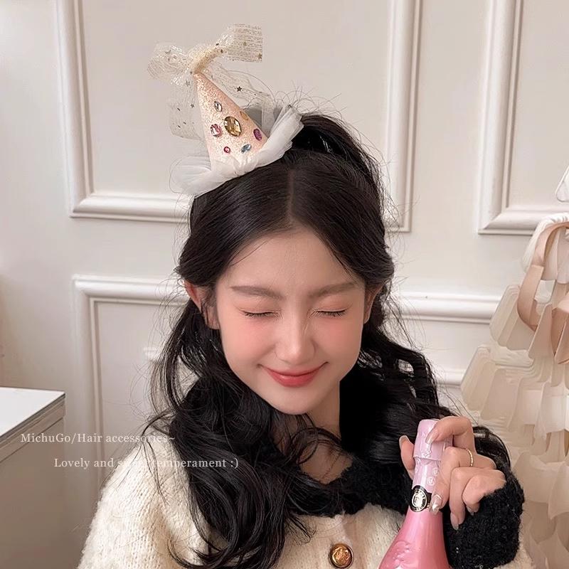 Princess Party Birthday Hat Feather Bow Hair Clip for Women - Photo Prop Headwear