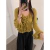 Fashion fungus lace slim knit sweater, autumn 2025 new waist V-neck women's sweater 11950