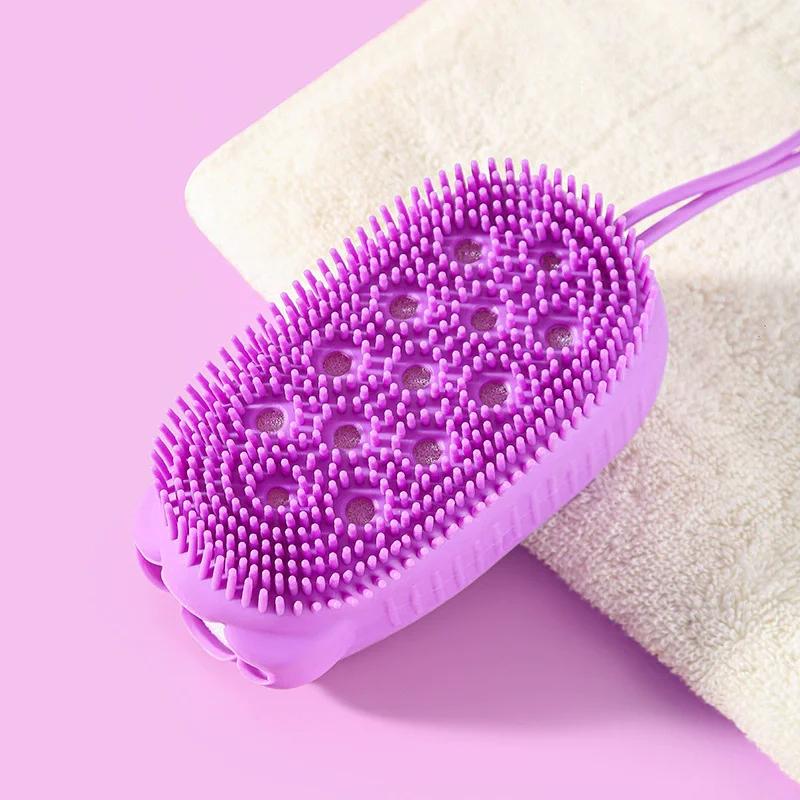 Silicone Body Scrubber Shower Exfoliating Scrub Sponge Bubble Bath Brush Massager Skin Cleaner Cleaning Pad Bathroom Accessories