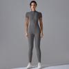 Naked Zipper Short Sleeved Yoga Suit Jumpsuit, Quick Drying Breathable Outdoor Sports Tight Fitting Jumpsuit, Fitness Suit
