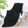 Winter Flannel Tassel Ball Blankets for Beds Warm Lightweight Plush Fleece Sofa Cover Decor European Style Solid Shawl Blanket