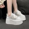 Fashion Bling Leather Flats Casual Dad Shoes Chunky Sneakers Women Platform Sports Shoes Ladies Skateboard Hidden Heels Shoes Tennis