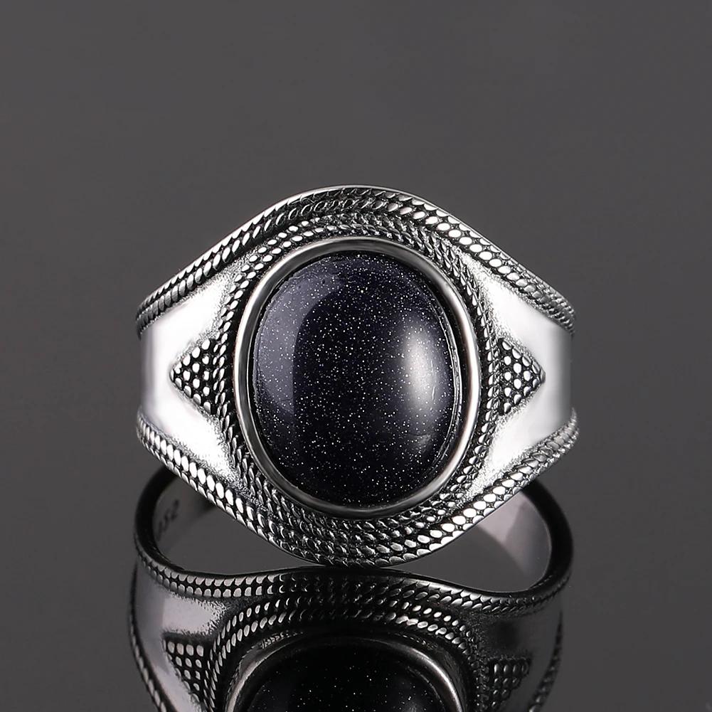 S Srebrny Pierścionek dla Kobiet Owalny Okrągły Kształt Kropli Wody Naturalny Błękitny Piaskowiec Pierścionek Prezent Kształt Słońca Retro Luksusowy Delikatny