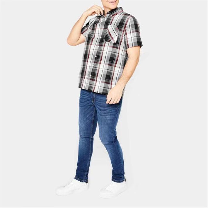 Lee Cooper Men's Checked Shirt Black and White, Size XXL