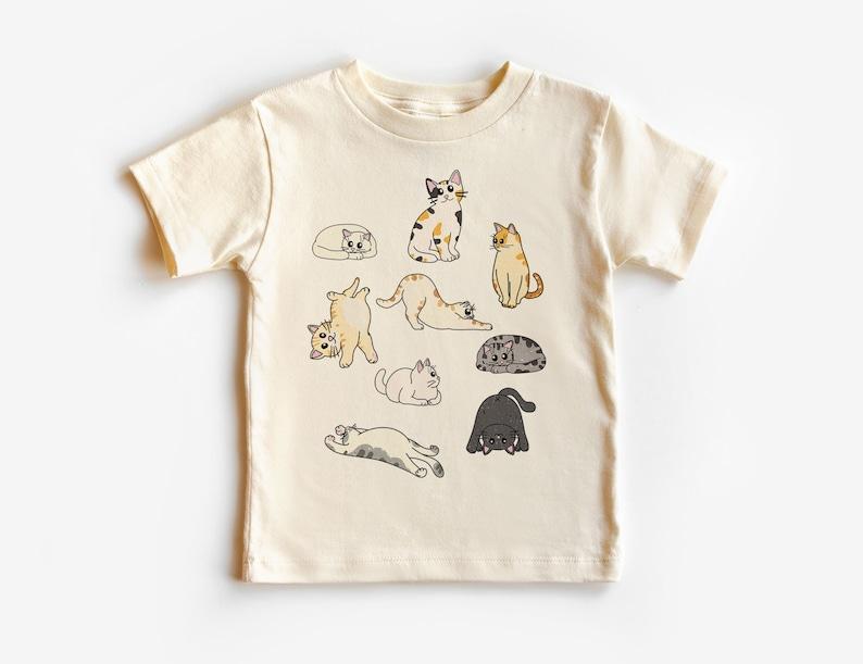 Cats In Different Funny Poses Toddler Shirt - Kitty Cat Lover Outfit - Kid Pet Owner Gift - Natural Boho Toddler & Youth Tee 130