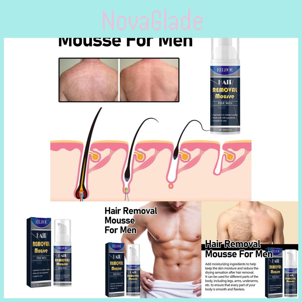 Eelhoe Men's Hair Removal Mousse Gentle And Soothing Formula For Body And Chest