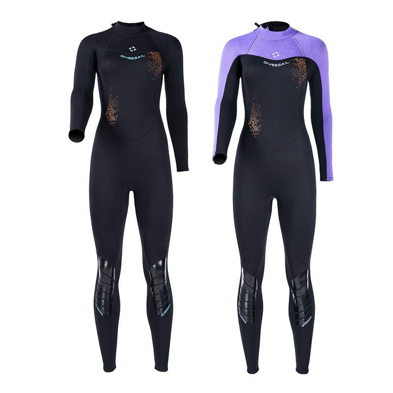 3mm Full Body Wetsuit Women Diving Surfing Snorkeling Winter Swimming Thermal Neoprene Suit Black Purple