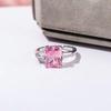 Huajie Sweet Pink Cubic Square Zircon Women's Cute Rings Shining Party Wedding Unique Exquisite  Trend