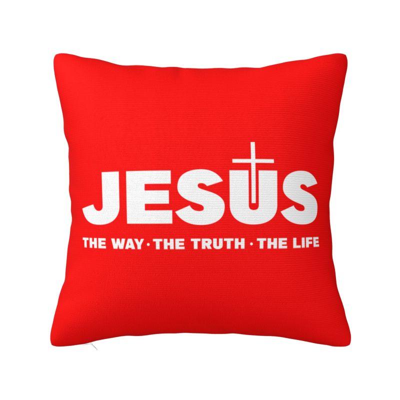 Jesus Quotes Throw Pillow Case cm for Living Room Religion Cross Christian Faith Cushion Cover Soft Polyester Pillowcase