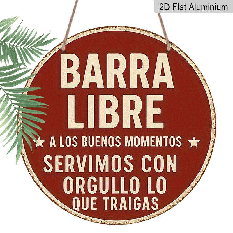 

2D Flat, 1pc French-Style Barra Libre Spanish Bar Sign - Vintage Metal Wall Art with Bilingual English/Spanish Text, French Label & Spanish Free 1pc