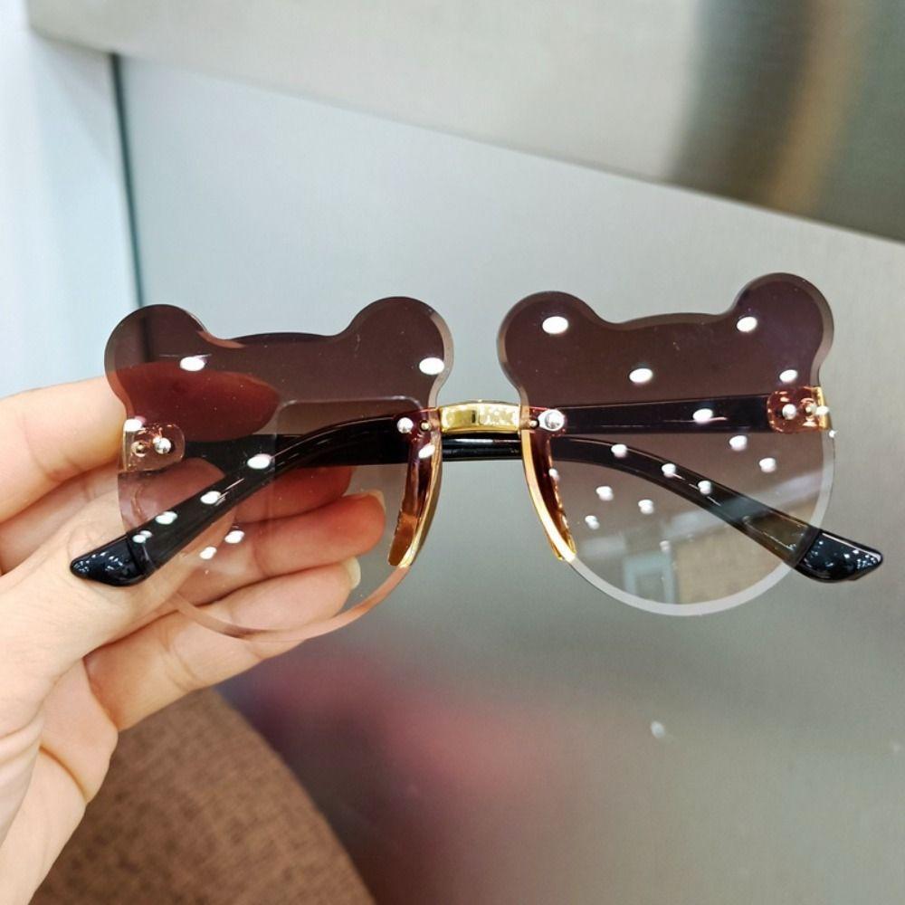 Cartoon Bear Kids Sunglasses Rimless Eyewear Party Children Sun Glasses  for Boys Girls