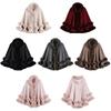Elegantní střih z umělé kožešiny Cape Šál Syntetické vlákno Teplé pončo Fit Pletený plášť s kapucí Plus Size pro ženy Zimní móda