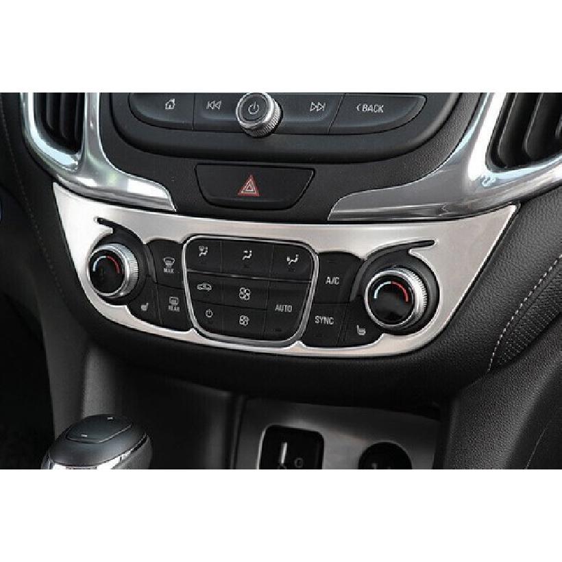 For Chevrolet Equinox 2018-21 Silver Steel Console AC Switch Control Cover Trim