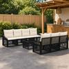 8 Piece Garden Sofa Set Black Poly Rattan