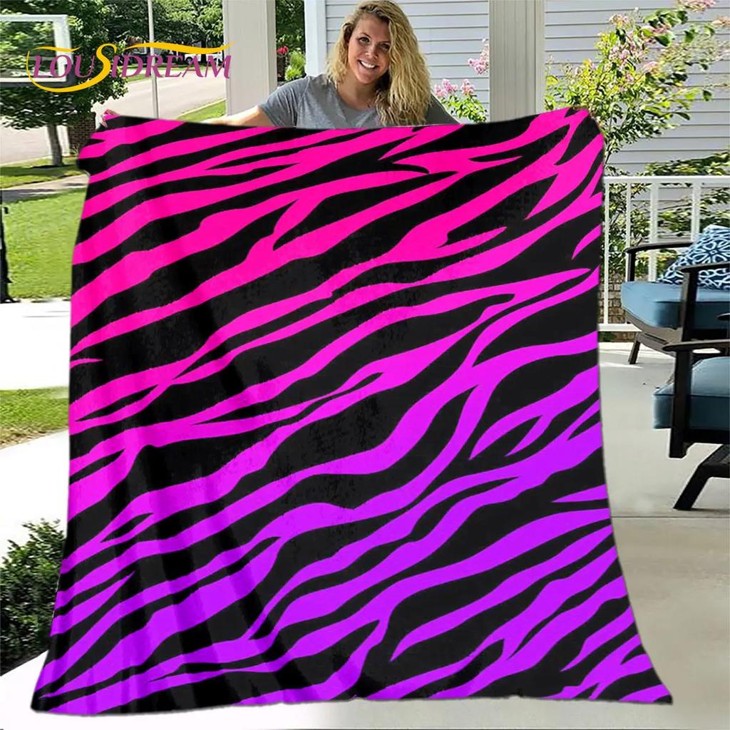 3D Colorful Zebra Pattern Blanket,Flannel Blanket Throw Blanket,Child Warm Blanket for Home Living Room Bedroom Beds Sofa Picnic