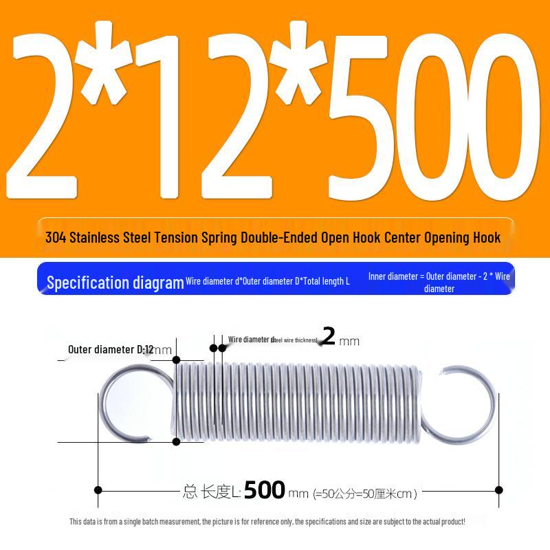 Arc de extensie din oțel inoxidabil 304 de 500 mm cu cârlige deschise și inel cu buclă dublă, personalizabil.