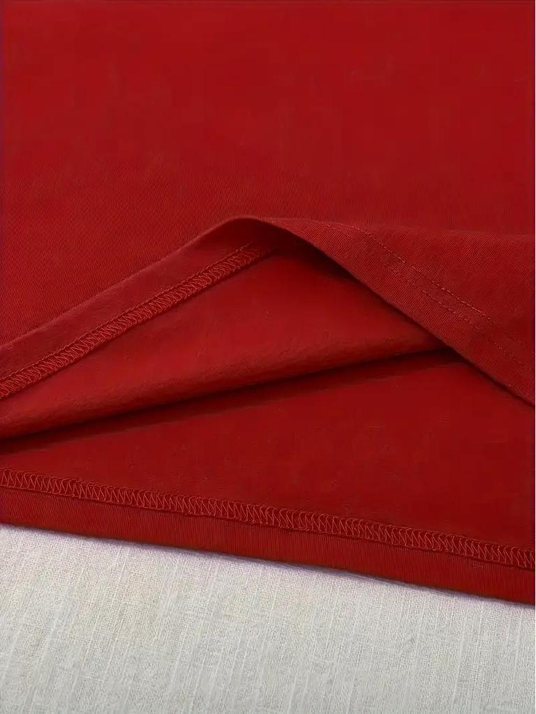 Women's Short-Sleeved Christmas Round Neck Top - Free Cross-Border Shipping