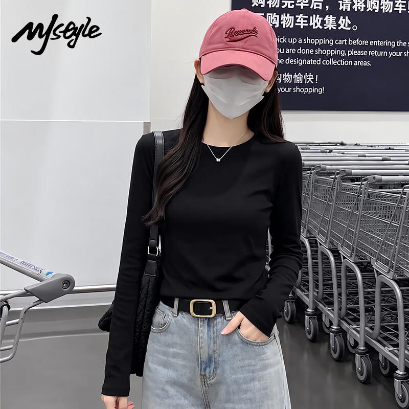 MJ STYLE Women's Thermal Fleece-Lined Crew Neck Long Sleeve Top