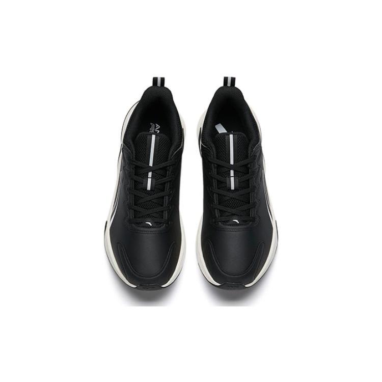 Anta Cushioning Slip Resistant Abrasion Resistant Low top Running Shoes Men's Black White 112145523-7