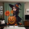 2pcs Set HD Halloween with Jack-o '-lantern Flower Witch Curtain Green Tie Digital Printed Curtain Home Decoration Style Deco