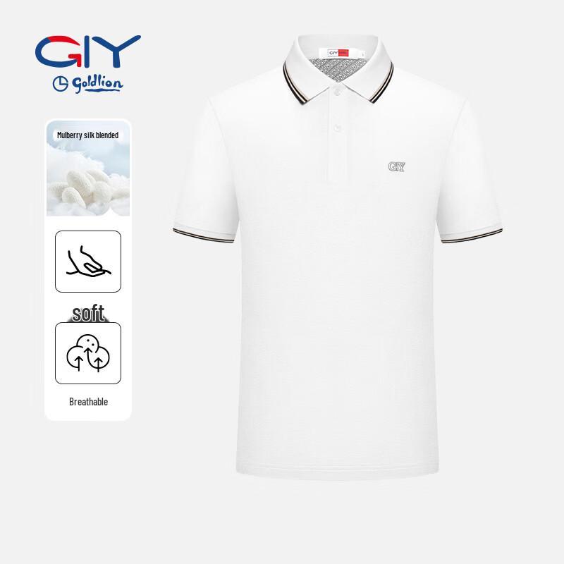 Goldlion Men s Mulberry Silk Blend Short Sleeve Polo Shirt L